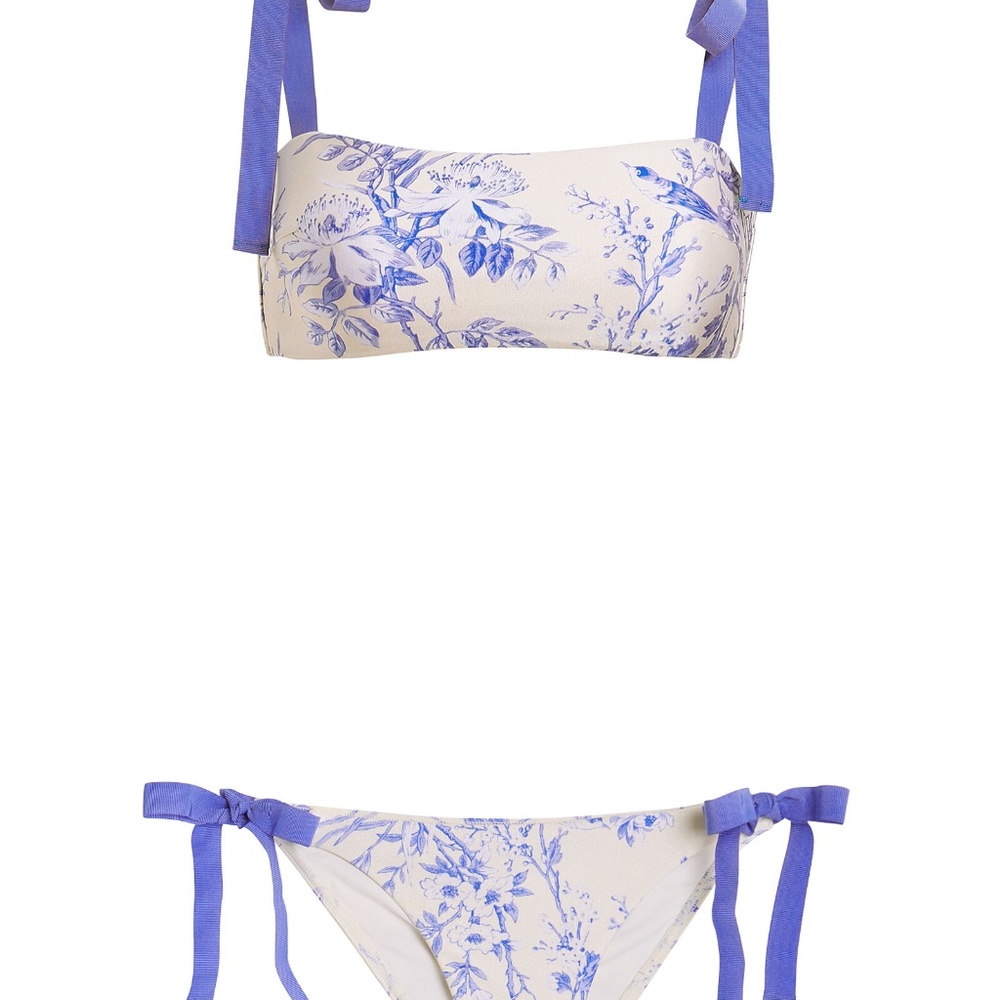 Zimmermann Verity Tie Bikini Top and Bottom - Bluebird - Sz 0 - (bottoms NWT)
